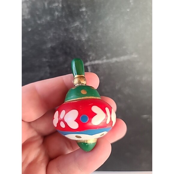 Vintage Christmas Spinning Tops Handpainted Toys USED Read Description - Picture 4 of 10